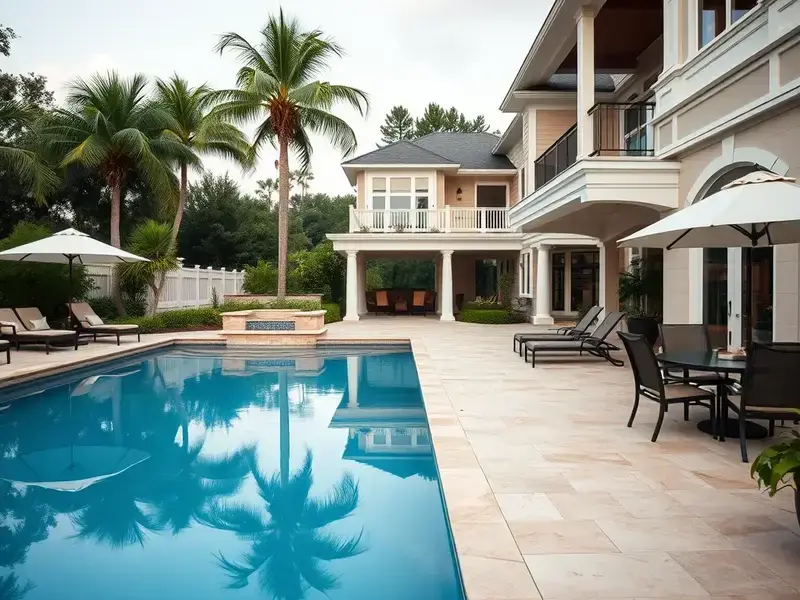 Pool deck with pavers